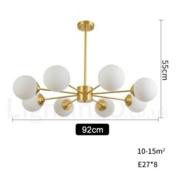 Candelabru cu fasole din alamă pură, cu 8 lumini, molecule de metal moderne