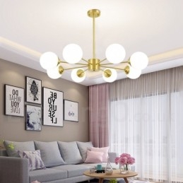 Candelabru cu fasole din alamă pură, cu 8 lumini, molecule de metal moderne