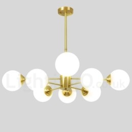 Candelabru cu 8 lumini (4+4 lumini) pe două niveluri din alamă pură din nordul Europei de fasole Lampă suspendată modernă cu molecule de metal