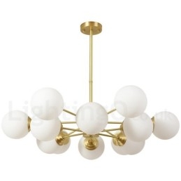 Candelabru cu 12 lumini (6+6 lumini) pe două niveluri din alamă pură din nordul Europei de fasole Lampă suspendată modernă cu molecule de metal