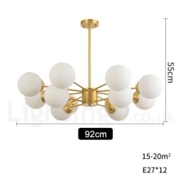 Candelabru cu 12 lumini (8 + 4 lumini) pe două niveluri, alamă pură din nordul Europei, candelabru modern cu molecule de metal.