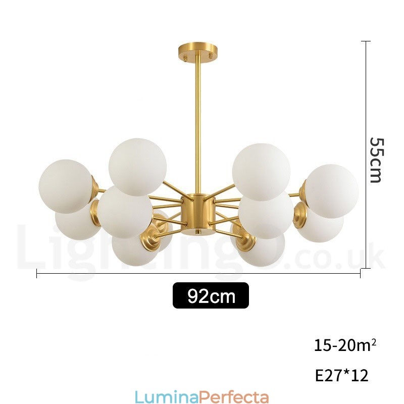 Candelabru cu 12 lumini (8 + 4 lumini) pe două niveluri, alamă pură din nordul Europei, candelabru modern cu molecule de metal.
