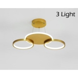 Candelabru de tavan circular, auriu, modern și contemporan, în stil nordic, cu telecomandă, poate fi folosit și ca lumină de perete
