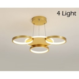 Candelabru de tavan circular, auriu, modern și contemporan, în stil nordic, cu telecomandă, poate fi folosit și ca lumină de perete