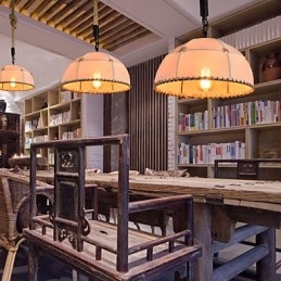 Lampă de candelabru de curte din funie de cânepă, realizată manual retro, în stil rural industrial