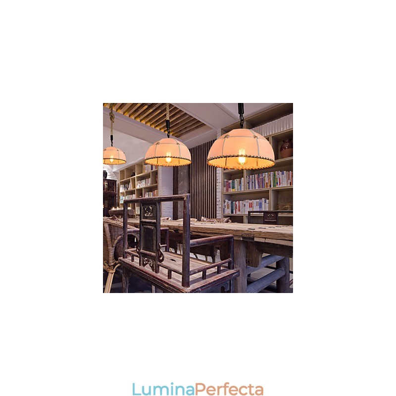 Lampă de candelabru de curte din funie de cânepă, realizată manual retro, în stil rural industrial