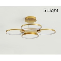 Candelabru de tavan circular, auriu, modern și contemporan, în stil nordic, cu telecomandă, poate fi folosit și ca lumină de perete