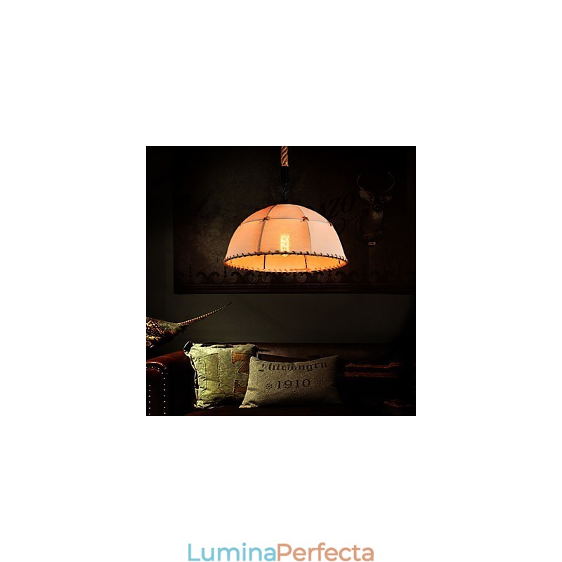 Lampă de candelabru de curte din funie de cânepă, realizată manual retro, în stil rural industrial