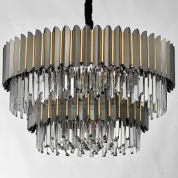 Candelabru cu pandantiv din cristal K9 de lux postmodern, rotund, negru și auriu