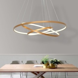 Lampă suspendată reglabilă cu telecomandă Design modern auriu cu trei inele