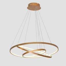 Lampă suspendată reglabilă cu telecomandă Design modern auriu cu trei inele