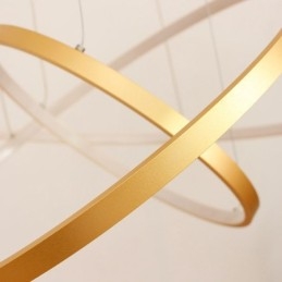 Lampă suspendată reglabilă cu telecomandă Design modern auriu cu trei inele