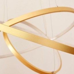 Lampă suspendată reglabilă cu telecomandă Design modern auriu cu trei inele