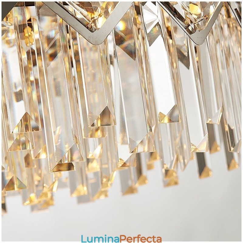 Candelabru cu pandantiv din cristal K9, rotund, argint postmodern de lux