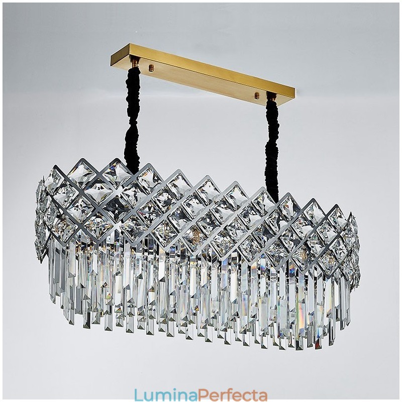 Candelabru cu pandantiv din cristal K9, rotund, argint postmodern de lux