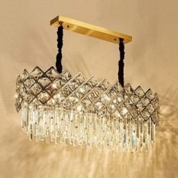 Candelabru cu pandantiv din cristal K9, rotund, argint postmodern de lux
