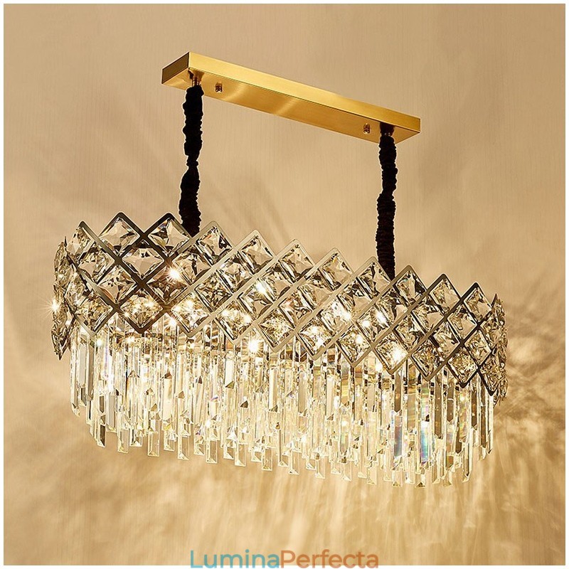 Candelabru cu pandantiv din cristal K9, rotund, argint postmodern de lux