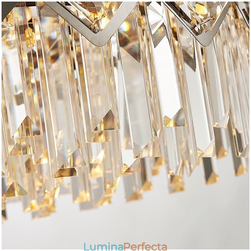 Candelabru cu pandantiv din cristal K9, rotund, argint postmodern de lux