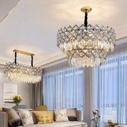 Candelabru cu pandantiv din cristal K9, rotund, argint postmodern de lux