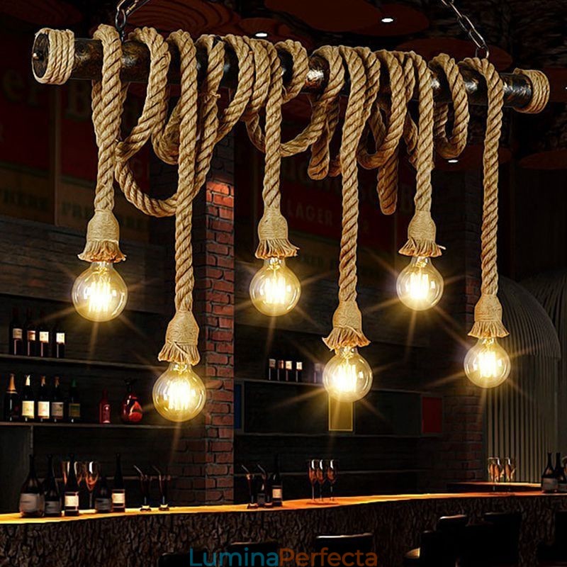 Candelabru din frânghie de cânepă, tradițional clasic, stil nordic