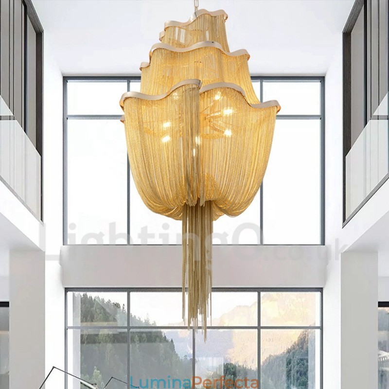 Candelabru cu ciucuri Lumină suspendată de designer Argintiu auriu