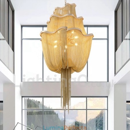 Candelabru cu ciucuri Lumină suspendată de designer Argintiu auriu Candelabru cu ciucuri Lumină suspendată de designer Argintiu auriu
