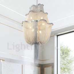 Candelabru cu ciucuri Lumină suspendată de designer Argintiu auriu