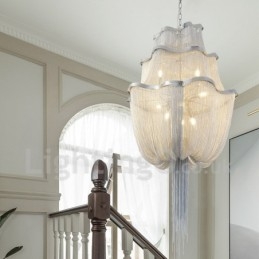 Candelabru cu ciucuri Lumină suspendată de designer Argintiu auriu