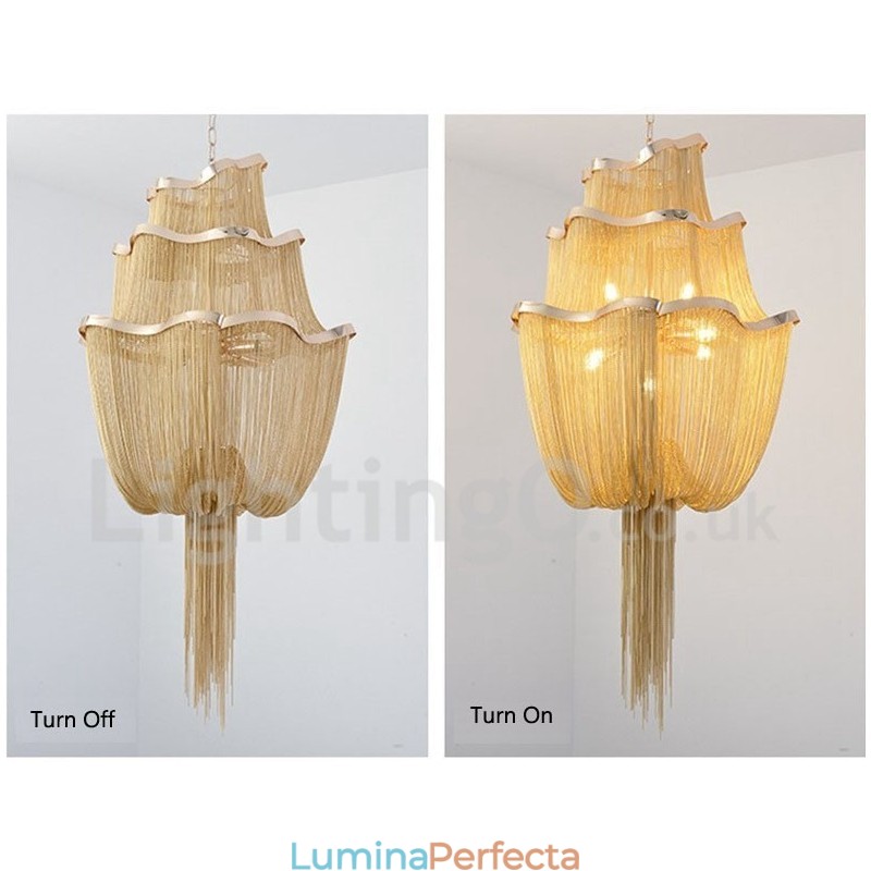 Candelabru cu ciucuri Lumină suspendată de designer Argintiu auriu