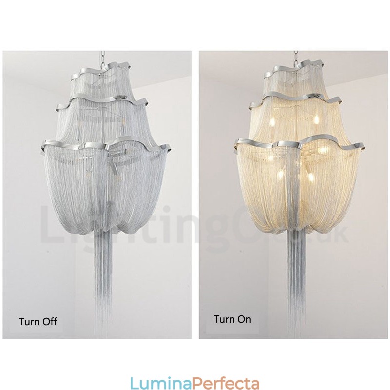 Candelabru cu ciucuri Lumină suspendată de designer Argintiu auriu