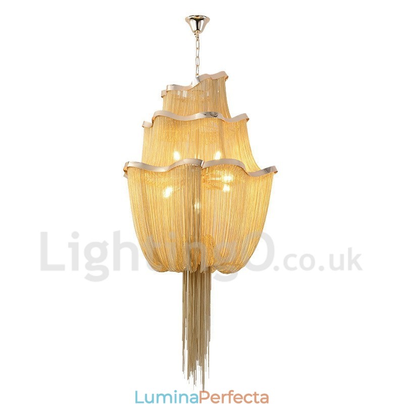 Candelabru cu ciucuri Lumină suspendată de designer Argintiu auriu