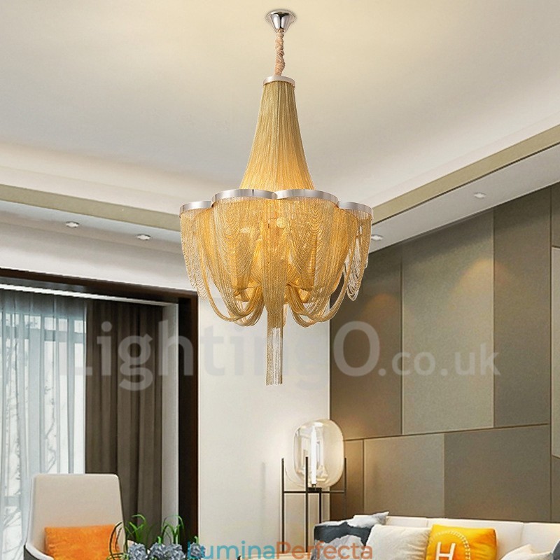 Candelabru cu ciucuri Lumină suspendată de designer Argintiu auriu