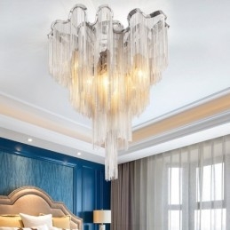 Candelabru cu ciucuri Plafoniera de designer Argintiu auriu
