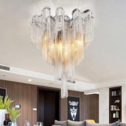 Candelabru cu ciucuri Plafoniera de designer Argintiu auriu