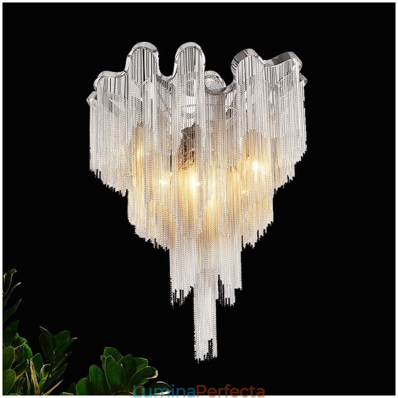 Candelabru cu ciucuri Plafoniera de designer Argintiu auriu