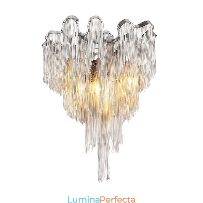 Candelabru cu ciucuri Plafoniera de designer Argintiu auriu