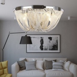 Candelabru cu ciucuri Plafoniera de designer Argintiu auriu
