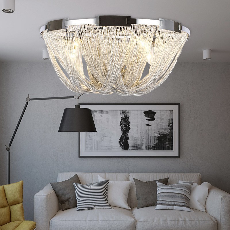 Candelabru cu ciucuri Plafoniera de designer Argintiu auriu
