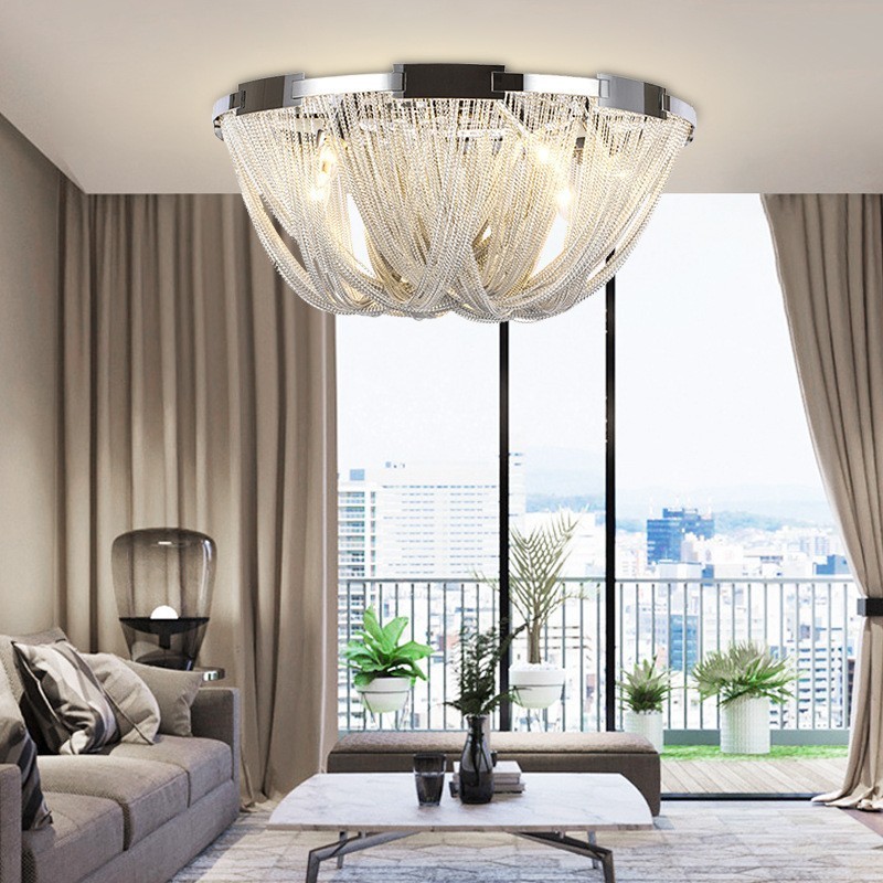 Candelabru cu ciucuri Plafoniera de designer Argintiu auriu
