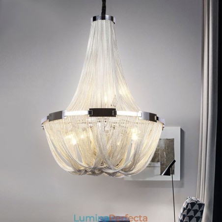 Candelabru cu ciucuri Lumină suspendată de designer Argintiu auriu Candelabru cu ciucuri Lumină suspendată de designer Argintiu auriu