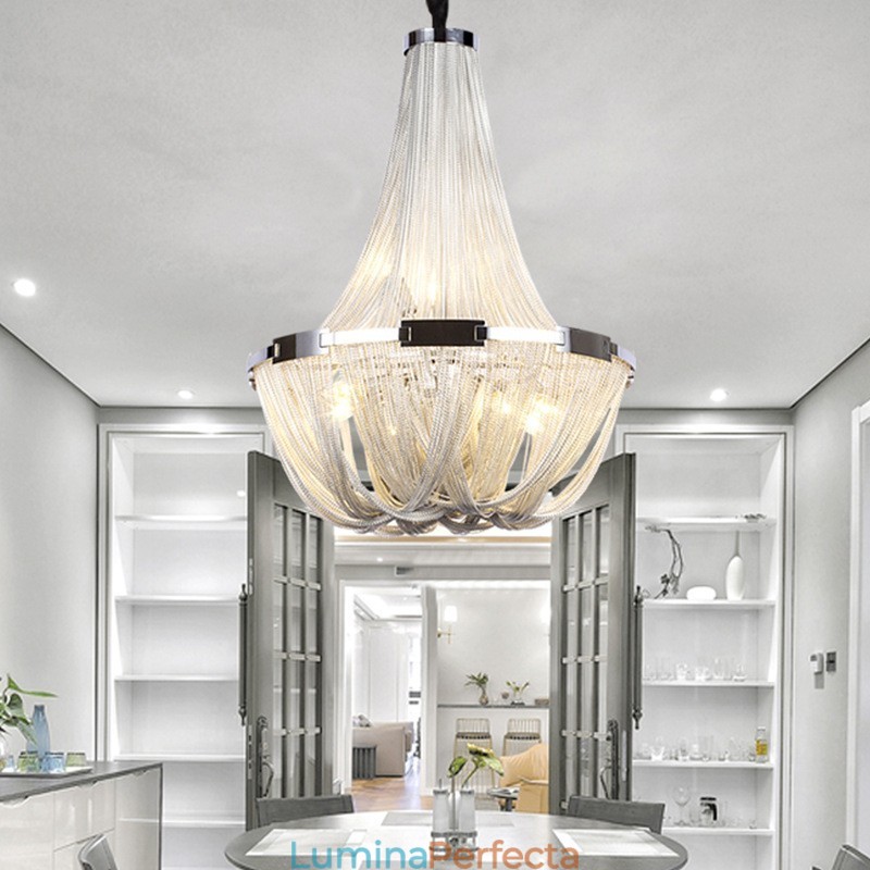 Candelabru cu ciucuri Lumină suspendată de designer Argintiu auriu