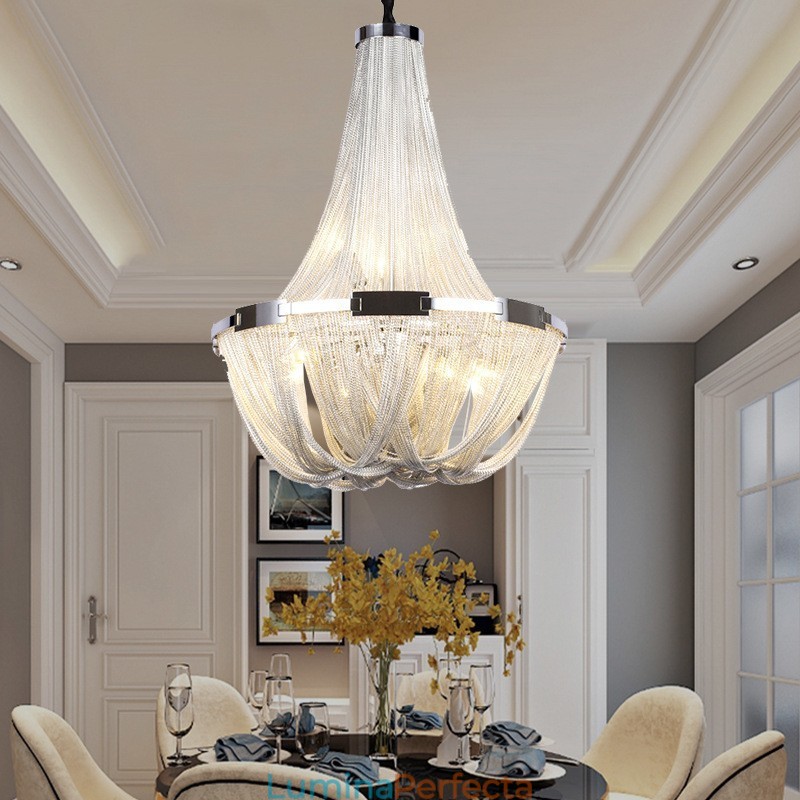 Candelabru cu ciucuri Lumină suspendată de designer Argintiu auriu