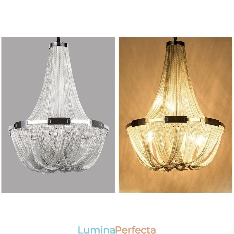 Candelabru cu ciucuri Lumină suspendată de designer Argintiu auriu