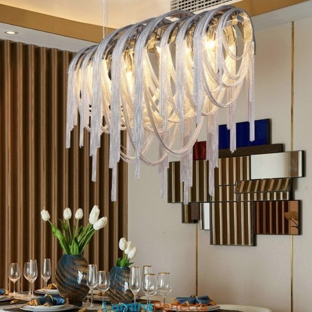 Candelabru cu ciucuri Lumină suspendată de designer Argintiu auriu Candelabru cu ciucuri Lumină suspendată de designer Argintiu auriu