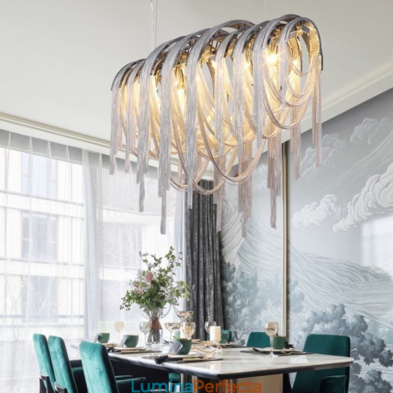 Candelabru cu ciucuri Lumină suspendată de designer Argintiu auriu