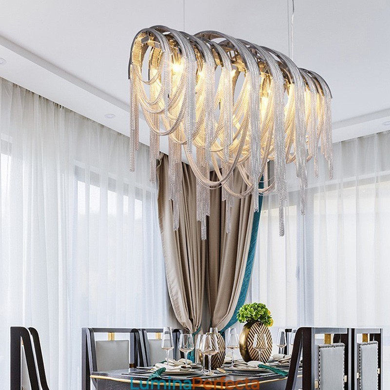 Candelabru cu ciucuri Lumină suspendată de designer Argintiu auriu