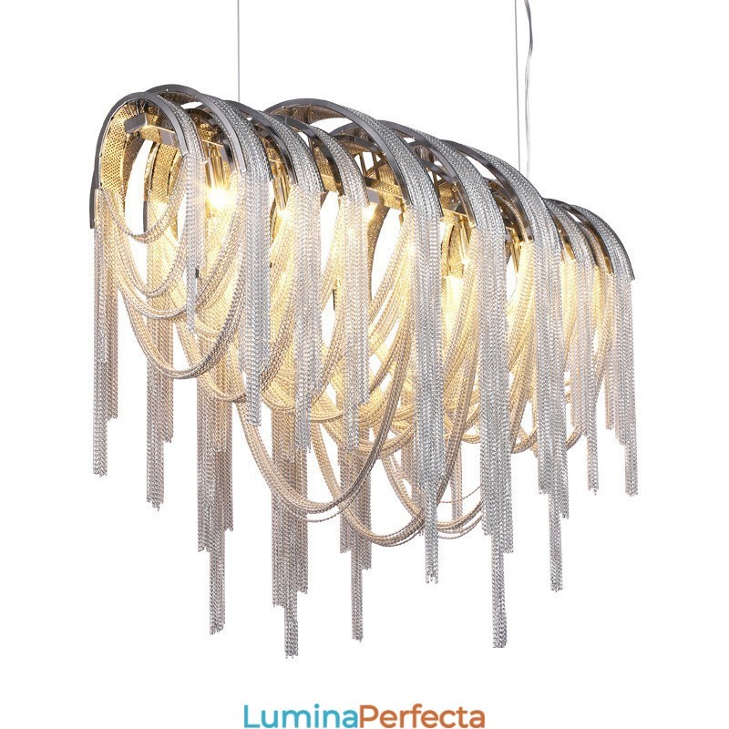 Candelabru cu ciucuri Lumină suspendată de designer Argintiu auriu