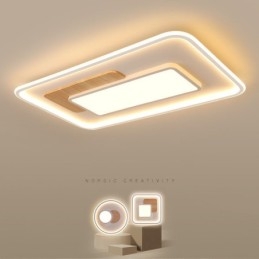 Plafoniere din lemn, cu reglaj, în stil nordic contemporan, dreptunghiular, cu telecomandă, pot fi folosite și ca lampă de perete