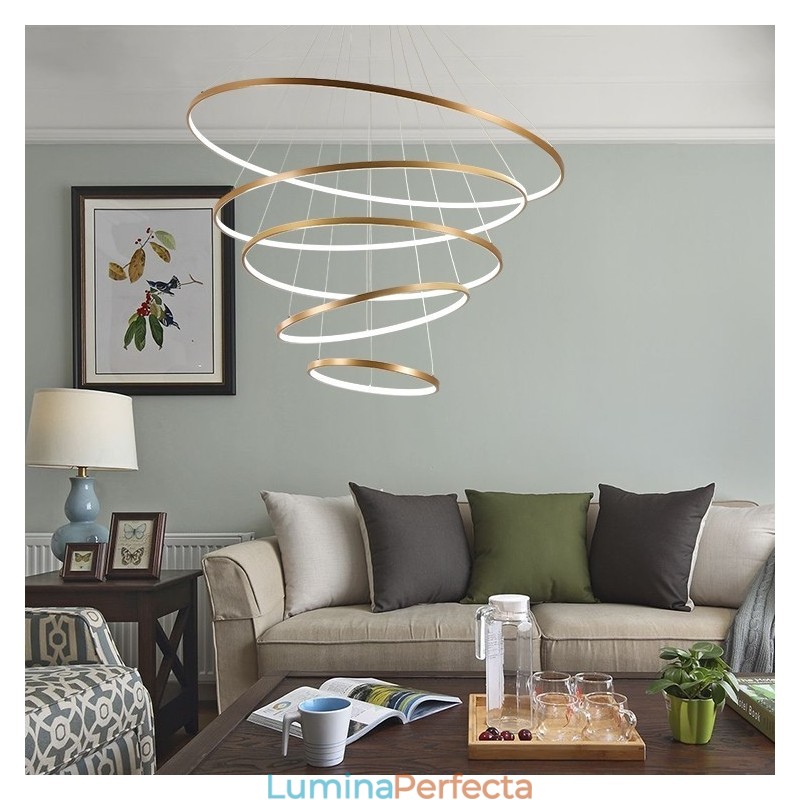 Lampă mare 4 inele 5 inele aur negru alb pandantiv Design modern