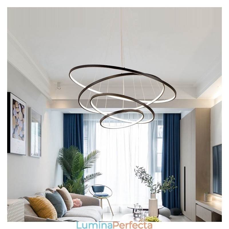 Lampă mare 4 inele 5 inele aur negru alb pandantiv Design modern